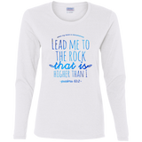 Bible Verse Ladies' Cotton Long Sleeve T-Shirt - "Psalm 61-2" Design 7 - Meditate Healing Christian Store
