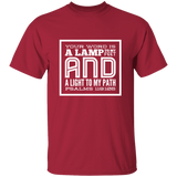 Bible Verse Men 5.3 oz. T-Shirt - "Psalm 119:105" Design 12 (White Font) - Meditate Healing Christian Store