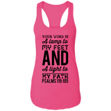 Bible Verses Ladies Ideal Racerback Tank - "Psalm 119:105" Design 3 (Black Font) - Meditate Healing Christian Store