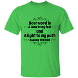 Bible Verse Men 5.3 oz. T-Shirt - "Psalm 119:105" Design 1 (Black Font) - Meditate Healing Christian Store