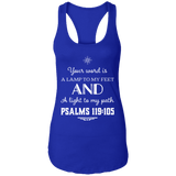 Bible Verse Ladies Ideal Racerback Tank - "Psalm 119:105" Design 5 (White Font) - Meditate Healing Christian Store
