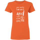 Bible Verse Ladies' 5.3 oz. T-Shirt - "Psalm 119:105" Design 18 (White Font) - Meditate Healing Christian Store