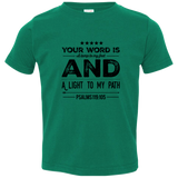 Bible Verse Toddler Jersey T-Shirt - "Psalm 119:105" Design 16 (Black Font) - Meditate Healing Christian Store