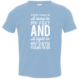 Bible Verse Toddler Jersey T-Shirt - "Psalm 119:105" Design 3 (White Font) - Meditate Healing Christian Store