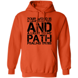 Bible Verse Men G185 Pullover Hoodie 8 oz. - Your Word Is Light To My Path ~Psalm 119:105~ Design 7
