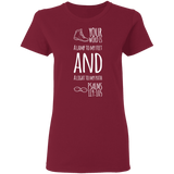 Bible Verse Ladies' 5.3 oz. T-Shirt - "Psalm 119:105" Design 20 (White Font) - Meditate Healing Christian Store