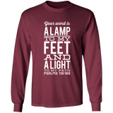 Bible Verse Long Shirt Ultra Cotton T-Shirt - "Psalm 119:105" Design 4 (White Font) - Meditate Healing Christian Store