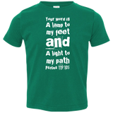Bible Verse Toddler Jersey T-Shirt - "Psalm 119:105" Design 6 (White Font) - Meditate Healing Christian Store