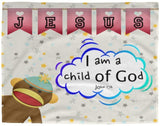 Hope Inspiring Kids Snuggly Blanket - I Am A Child Of God ~John 1:12~ (Design: Monkey)