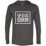 Bible Verse Men Long Sleeve T-Shirt Hoodie - "Psalm 119:105" Design 13 (White Font) - Meditate Healing Christian Store