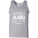 Bible Verse Men 100% Cotton Tank Top - "Psalm 119:105" Design 16 (White Font) - Meditate Healing Christian Store
