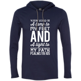 Bible Verse Men Long Sleeve T-Shirt Hoodie - "Psalm 119:105" Design 3 (White Font) - Meditate Healing Christian Store