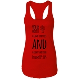 Bible Verses Ladies Ideal Racerback Tank - "Psalm 119:105" Design 19 (Black Font) - Meditate Healing Christian Store
