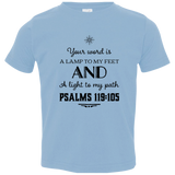 Bible Verse Toddler Jersey T-Shirt - "Psalm 119:105" Design 5 (Black Font) - Meditate Healing Christian Store