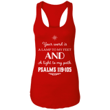 Bible Verse Ladies Ideal Racerback Tank - "Psalm 119:105" Design 5 (White Font) - Meditate Healing Christian Store