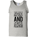 Bible Verse Men 100% Cotton Tank Top - "Psalm 119:105" Design 3 (Black Font) - Meditate Healing Christian Store