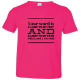 Bible Verse Toddler Jersey T-Shirt - "Psalm 119:105" Design 10 (Black Font) - Meditate Healing Christian Store