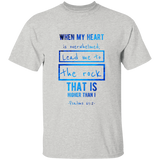 Bible Verse Men 5.3 oz. T-Shirt - "Psalm 61:2" Design 5 - Meditate Healing Christian Store