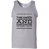 Bible Verse Men 100% Cotton Tank Top - "Psalm 119:105" Design 10 (Black Font) - Meditate Healing Christian Store