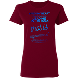 Bible Verses Ladies' 5.3 oz. T-Shirt - "Psalm 61:2" Design 18 - Meditate Healing Christian Store