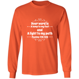 Bible Verse Unisex Long Sleeve T-Shirt - Your Word Is Light To My Path ~Psalm 119:105~ Design 1