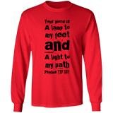 Bible Verse Long Sleeve  Ultra Cotton T-Shirt - "Psalm 119:105" Design 6 (Black Font) - Meditate Healing Christian Store