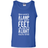 Bible Verse Men 100% Cotton Tank Top - "Psalm 119:105" Design 4 (White Font) - Meditate Healing Christian Store