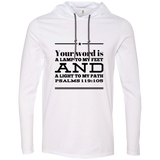 Bible Verse Men Long Sleeve T-Shirt Hoodie - "Psalm 119:105" Design 10 (Black Font) - Meditate Healing Christian Store