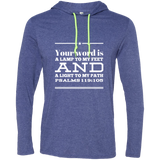 Bible Verse Men Long Sleeve T-Shirt Hoodie - "Psalm 119:105" Design 10 (White Font) - Meditate Healing Christian Store