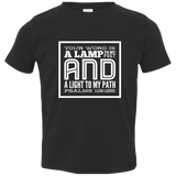 Bible Verse Toddler Jersey T-Shirt - "Psalm 119:105" Design 12 (White Font) - Meditate Healing Christian Store