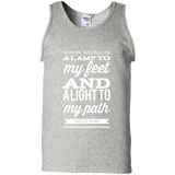 Bible Verse Men 100% Cotton Tank Top - "Psalm 119:105" Design 15 (White Font) - Meditate Healing Christian Store