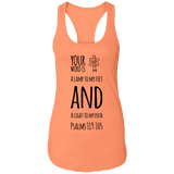 Bible Verses Ladies Ideal Racerback Tank - "Psalm 119:105" Design 19 (Black Font) - Meditate Healing Christian Store