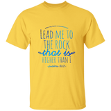 Bible Verse Men 5.3 oz. T-Shirt - "Psalm 61:2" Design 7 - Meditate Healing Christian Store