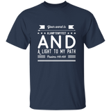 Bible Verse Men 5.3 oz. T-Shirt - "Psalm 119:105" Design 14 (White Font) - Meditate Healing Christian Store