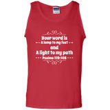 Bible Verse Men 100% Cotton Tank Top - "Psalm 119:105" Design 1 (White Font) - Meditate Healing Christian Store