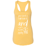 Bible Verse Ladies Ideal Racerback Tank - "Psalm 119:105" Design 18 (White Font) - Meditate Healing Christian Store