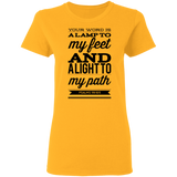 Bible Verse Ladies' 5.3 oz. T-Shirt - "Psalm 119:105" Design 15 (Black Font) - Meditate Healing Christian Store