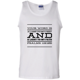 Bible Verse Men 100% Cotton Tank Top - "Psalm 119:105" Design 11 (Black Font) - Meditate Healing Christian Store