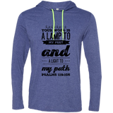 Bible Verse Men Long Sleeve T-Shirt Hoodie - "Psalm 119:105" Design 17 (Black Font) - Meditate Healing Christian Store