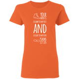 Bible Verse Ladies' 5.3 oz. T-Shirt - "Psalm 119:105" Design 20 (White Font) - Meditate Healing Christian Store