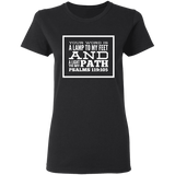 Bible Verse Ladies' 5.3 oz. T-Shirt - "Psalm 119:105" Design 13 (White Font) - Meditate Healing Christian Store