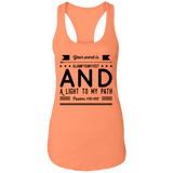 Bible Verses Ladies Ideal Racerback Tank - "Psalm 119:105" Design 14 (Black Font) - Meditate Healing Christian Store