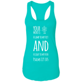 Bible Verse Ladies Ideal Racerback Tank - "Psalm 119:105" Design 19 (White Font) - Meditate Healing Christian Store