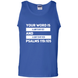 Bible Verse Men 100% Cotton Tank Top - "Psalm 119:105" Design 21 (White Font) - Meditate Healing Christian Store