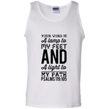 Bible Verse Men 100% Cotton Tank Top - "Psalm 119:105" Design 3 (Black Font) - Meditate Healing Christian Store