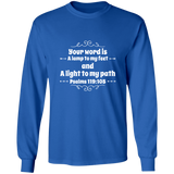 Bible Verse Unisex Long Sleeve T-Shirt - Your Word Is Light To My Path ~Psalm 119:105~ Design 1