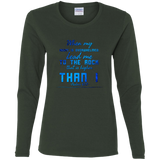 Bible Verse Ladies' Cotton Long Sleeve T-Shirt - "Psalm 61-2" Design 6 - Meditate Healing Christian Store