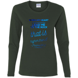 Bible Verse Ladies' Cotton Long Sleeve T-Shirt - "Psalm 61:2" Design 18 - Meditate Healing Christian Store