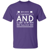 Bible Verse Men 5.3 oz. T-Shirt - "Psalm 119:105" Design 14 (White Font) - Meditate Healing Christian Store