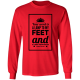 Bible Verse Long Sleeve  Ultra Cotton T-Shirt - "Psalm 119:105" Design 2 (Black Font) - Meditate Healing Christian Store